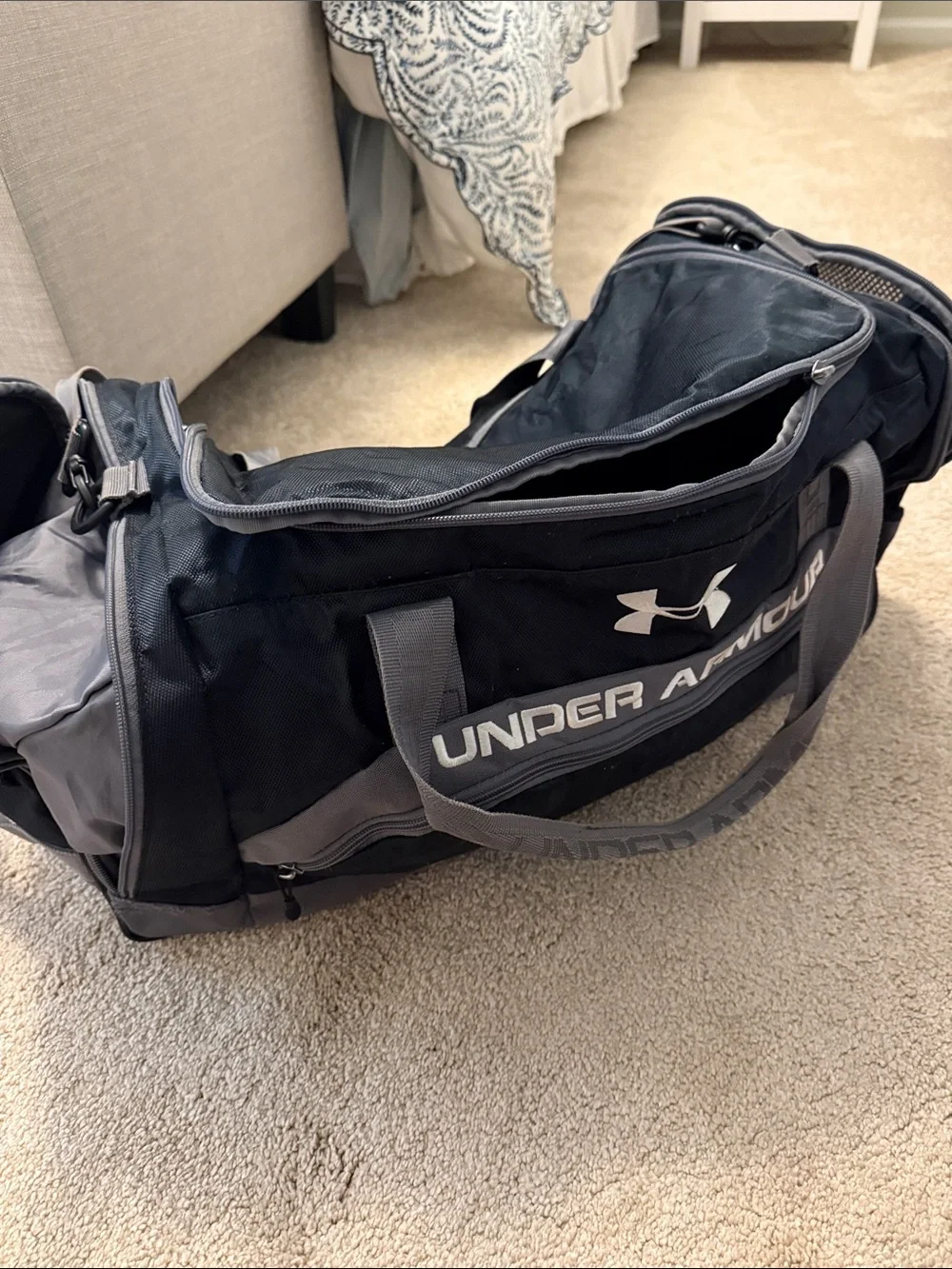 Under Armour Black and Gray Men's Duffel Gym Bag